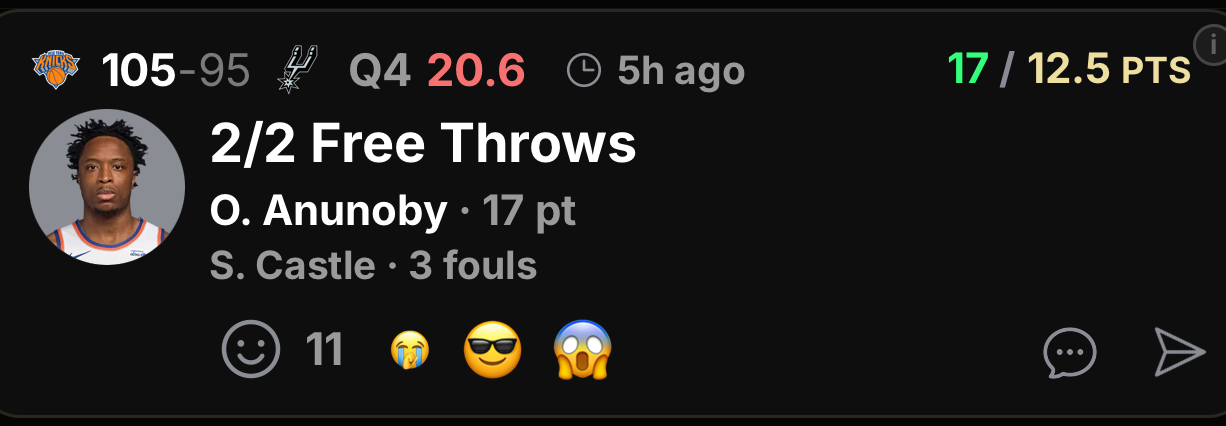 Live play — 2/2 free throws, O. Anunoby